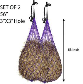 img 3 attached to 🐴 Majestic Ally 2 pcs Slow Feed 56” Hay Net for Horses: Reducing Waste, Simulating Grazing, Trailer and Stall Travel Feeder