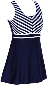 img 3 attached to 👗 Shop the Stylish DANIFY Women's One Piece Sailor Striped Swimdress in Plus Size Swimwear – Perfect Cover up for a Flattering Look!