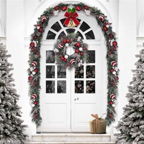 img 3 attached to 🎄 Enhance your Holiday Décor with Valery Madelyn Pre-Lit 6 Feet Traditional Red White Christmas Garland: 20 LED Lights and Ball Ornaments for Front Door Window Fireplace Mantle Xmas Decor, Battery Operated