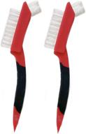 🧹 alazco 2 soft-grip handle heavy-duty tile grout brush - extra-stiff bristles - scraper edge & narrow tip bristles - red & black - multi-purpose cleaning tool logo