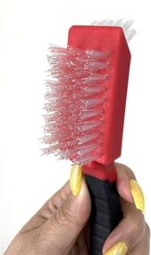 img 2 attached to 🧹 ALAZCO 2 Soft-Grip Handle Heavy-Duty Tile Grout Brush - Extra-Stiff Bristles - Scraper Edge & Narrow Tip Bristles - Red & Black - Multi-Purpose Cleaning Tool