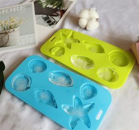 img 1 attached to 🐚 Silicone Ice Cube Trays - 6 Starfish Conch Shell Shaped Mold for Ice, Jelly, Chocolate, and Soap - Set of 2 by KIUATSJR