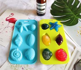 img 2 attached to 🐚 Silicone Ice Cube Trays - 6 Starfish Conch Shell Shaped Mold for Ice, Jelly, Chocolate, and Soap - Set of 2 by KIUATSJR