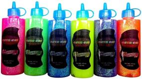 img 2 attached to 🎨 Premium 12-Color Glitter Glue Set: 6 Classic + 6 Neon Colors! Large 4oz (120ml) Bottles