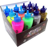 🎨 premium 12-color glitter glue set: 6 classic + 6 neon colors! large 4oz (120ml) bottles logo