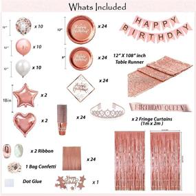 img 3 attached to 🎉 JSN PARTY Rose Gold Birthday Party Decorations Set: Banner, Curtains, Table Runner, Balloons, Plates, Cups, Tissue - Perfect for Girls/Women's Celebrations!
