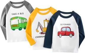 img 3 attached to 🦖 Kids' Cotton Dinosaur Clothing: Moon Tree Cartoon Boys' Tops, Tees & Shirts