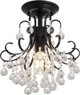 ✨ yyjlx industrial crystal chandelier semi flush mount ceiling light fixtures - modern pendant lamp for hallway, bar, kitchen, dining room, kids room, bathroom - black elegance at its finest! логотип