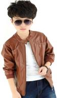 🧥 stylish trendy stand collar leather moto jacket for boys (sizes 3-12) - luckface logo