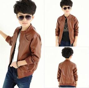 img 2 attached to 🧥 Stylish Trendy Stand Collar Leather Moto Jacket for Boys (Sizes 3-12) - LUCKFACE