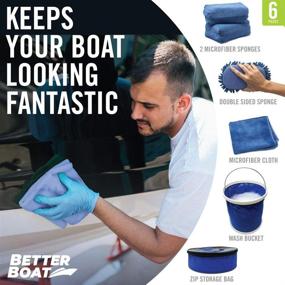 img 1 attached to 🧽 Microfiber Boat Cleaning Kit: Sponge Bucket, Wash Cloths for Interior, Exterior, Seats, and Fiberglass Hull