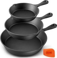 🍳 legend cast iron skillet set of 3, chef’s trio – 6”, 8”, & 10” cast iron pan set for cooking, baking, and more – oven & induction safe – pre-seasoned for improved performance логотип