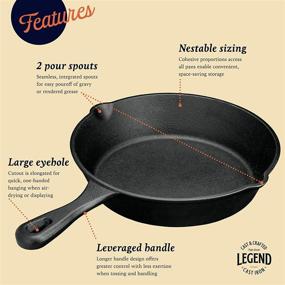 img 2 attached to 🍳 Legend Cast Iron Skillet Set of 3, CHEF’S TRIO – 6”, 8”, & 10” Cast Iron Pan Set for Cooking, Baking, and More – Oven & Induction Safe – Pre-Seasoned for Improved Performance