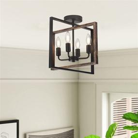 img 3 attached to 🔆 Versatile 4-Light Semi Flush Mount: Convertible Pendant & Ceiling Light with Metal Cage for Modern Farmhouse Décor in Hallway, Kitchen, Bedroom, Living Room, Bathroom, Entryway