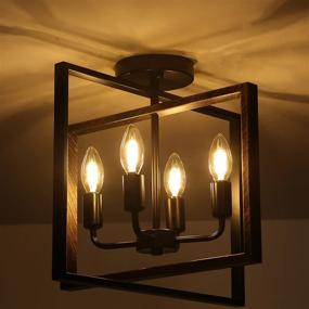 img 4 attached to 🔆 Versatile 4-Light Semi Flush Mount: Convertible Pendant & Ceiling Light with Metal Cage for Modern Farmhouse Décor in Hallway, Kitchen, Bedroom, Living Room, Bathroom, Entryway