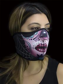 img 3 attached to Zanheadgear WNFM082H Sugar Skull Reversible 🌺 to Purple Face Mask - Convenient 1-Count Pack!