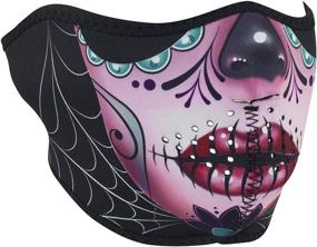 img 2 attached to Zanheadgear WNFM082H Sugar Skull Reversible 🌺 to Purple Face Mask - Convenient 1-Count Pack!