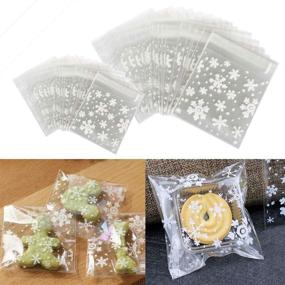 img 3 attached to 🎁 CupaPlay 200 PCS Resealable Cellophane Christmas Snowflake Self Adhesive Cookie Gift Bags - Perfect Party Favor Treat Bags for Candy & Cookies (2 Sizes)