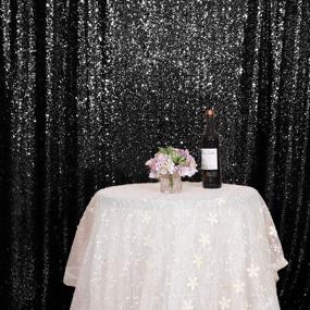 img 2 attached to Juya Delight 2x8ft 2Pcs Black Sequin Backdrop Curtain for Party Banquet Festival Wedding Anniversary Exhibition - Enhanced SEO