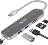 🔌 tsupy usb c хаб: 5-в-1 адаптер type c с 4k hdmi, usb 3.0, sd/tf кардридером - macbook pro, xps, chromebook, huawei и другие логотип