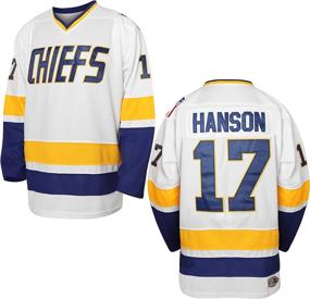 img 4 attached to 🏒 Hanson Brothers Charlestown Chiefs Slap Shot Movie Hockey Jersey Blue White Sizes S-3XL