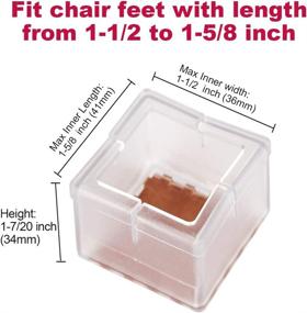 img 3 attached to 1.5-Inch Chair Leg Floor Protectors with Felt Pads (16 Pack) - Clear Furniture Leg Caps for Square Table and Chair Feet (Fit 36mm-41mm)