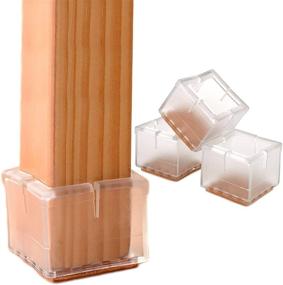 img 4 attached to 1.5-Inch Chair Leg Floor Protectors with Felt Pads (16 Pack) - Clear Furniture Leg Caps for Square Table and Chair Feet (Fit 36mm-41mm)