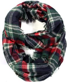 img 4 attached to 🧣 Stay Cozy with Scarfands Tartan Winter Infinity Plaid Grey Men's Scarf Collection