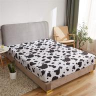 🐄 mengersi lightweight grid cow fitted sheet - extra soft & deep pocket, twin size (white black bed sheet)" logo