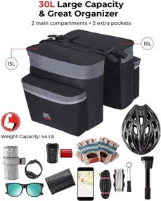 img 2 attached to 🚴 Kemimoto 30L Large Capacity Water Resistant Portable Bike Pannier Bag with Reflective Trim - Ideal Bicycle Trunk Bag for Grocery Shopping, Commuting, and Long Cycling Trips