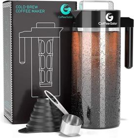 img 4 attached to ☕ Coffee Gator Cold Brew Coffee Maker - 47 oz Iced Tea and Iced Coffee Maker Kit with Glass Carafe, Filter, Loading Funnel, and Measuring Scoop - Black