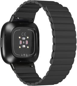 img 3 attached to 📱 Ремешки iHillon совместимы с Fitbit Versa 3 / Sense - силиконовый регулируемый петлевой браслет с магнитной системой закрытия, подходит для мужчин и женщин, в размерах S и L