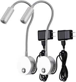 img 4 attached to Silver LED Wall Reading Light with Touch Dimmable Switch - Flexible Gooseneck Reading Lamp for Bed Headboard, Plug in Sconce Lighting, Ideal for Reading Rooms - 3000K Warm White (2pc)