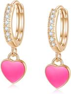 small cz huggie hoop earrings | 14k gold/silver/rose gold plated | dangle drop heart spike cross initial cuff earrings | minimalist jewelry for women and girls logo