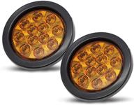 🚦 meerkatt (pack of 2) 4" round amber 12 led indicator clearance lights - flush mount, super flexible f3 bulb with plug & rubber grommet - turn tail lamp for suv, truck, caravan, trailer, lorry - universal 12v dc ga12 logo