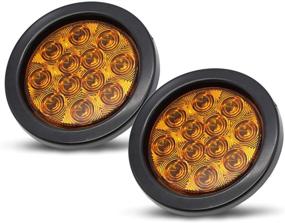 img 4 attached to 🚦 Meerkatt (Pack of 2) 4" Round Amber 12 LED Indicator Clearance Lights - Flush Mount, Super Flexible F3 Bulb with Plug & Rubber Grommet - Turn Tail Lamp for SUV, Truck, Caravan, Trailer, Lorry - Universal 12v DC GA12