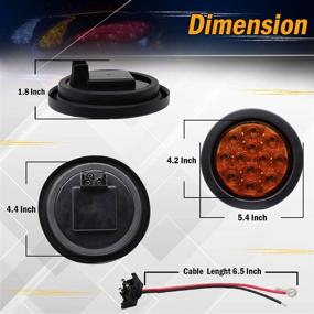 img 2 attached to 🚦 Meerkatt (Pack of 2) 4" Round Amber 12 LED Indicator Clearance Lights - Flush Mount, Super Flexible F3 Bulb with Plug & Rubber Grommet - Turn Tail Lamp for SUV, Truck, Caravan, Trailer, Lorry - Universal 12v DC GA12