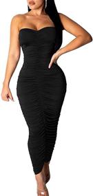 img 2 attached to Womens Ruched Strapless Bodycon Dress