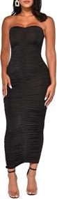 img 3 attached to Womens Ruched Strapless Bodycon Dress