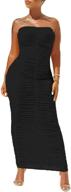 womens ruched strapless bodycon dress logo