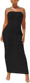 img 4 attached to Womens Ruched Strapless Bodycon Dress