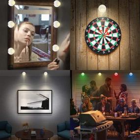 img 2 attached to 🔦 LUXSWAY Wireless Led Accent Lights: 12 Colors Battery Powered Spotlight for Artwork - Dimmable Indoor Up/Down Light with 330° Rotatable Spotlights Head. Stick-on Lights for Dartboard, Paintings & Pictures.