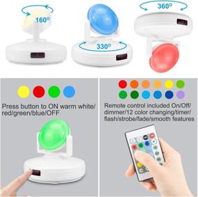 img 3 attached to 🔦 LUXSWAY Wireless Led Accent Lights: 12 Colors Battery Powered Spotlight for Artwork - Dimmable Indoor Up/Down Light with 330° Rotatable Spotlights Head. Stick-on Lights for Dartboard, Paintings & Pictures.