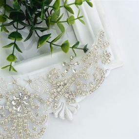 img 2 attached to 💎 ShiDianYi Silver Bridal Sash Applique Set - Rhinestone Crystal Pearl Diamante Wedding Sash, Applique Decor