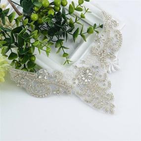 img 3 attached to 💎 ShiDianYi Silver Bridal Sash Applique Set - Rhinestone Crystal Pearl Diamante Wedding Sash, Applique Decor