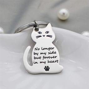 img 1 attached to 🐾 Eigso Cat Memorial Keychain - Forever in My Heart, Sympathy Gift for Cat Loss and Remembrance