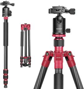 img 4 attached to Новый Карбоновый Фотоаппарат Тренога Монопод: 66 дюймов/168см, 360° Шариковая Голова, Быстрая Подставка, Сумка - Камера DSLR Видеокамера Путешествие и Работа, До 33 фунтов/15 кг загрузка