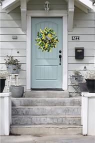 img 3 attached to 🍁 Yichiko 20 Summer and Fall Wreath: Vibrant Artificial Decor for Front Door, Wall & Window with Bonus Traceless Hook