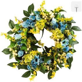 img 4 attached to 🍁 Yichiko 20 Summer and Fall Wreath: Vibrant Artificial Decor for Front Door, Wall & Window with Bonus Traceless Hook