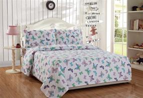 img 1 attached to 🦋 Fancy Linen Butterfly Sheet Set in Purple, Turquoise, Pink, Green, and White - Perfect for Girls, Teens, and Adults (Full Size) - Brand New!